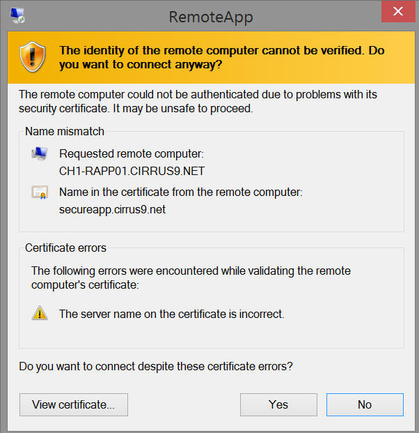 Cerificate Error